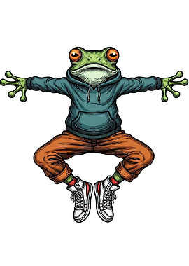 Anthropomorphic Frog in Hoodie and Sneakers