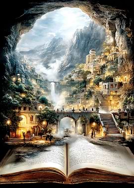Fantasy City Emerging from a Book