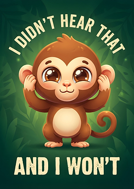 Cute Monkey Covering Ears