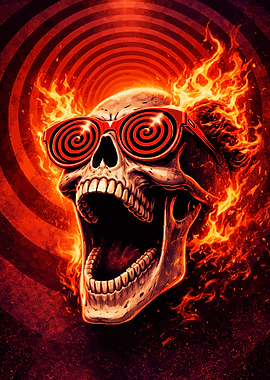 Skull on Fire with Swirl Sunglasses