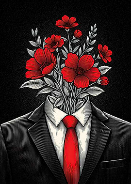 Man with Flowers for a Head