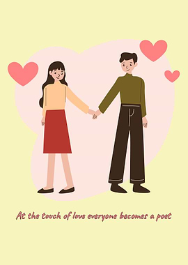 Couple Holding Hands with Hearts