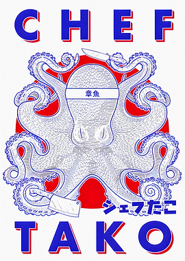 Chef Tako Octopus Art