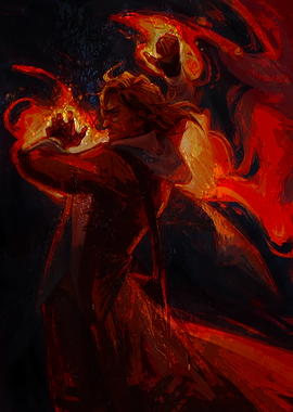 Man conjuring fire magic