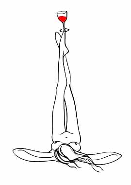 Woman balancing wine glass on feet