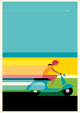 Woman riding a scooter