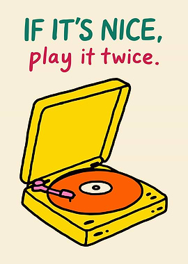 Retro record player with text