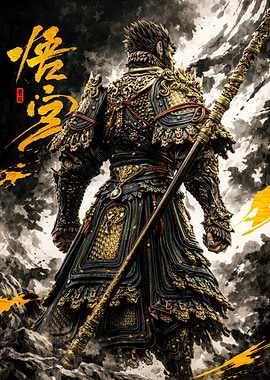 Warrior Monkey King with Golden Armor