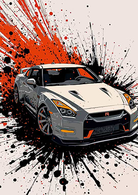 Nissan GT-R with Splatter Art