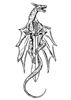 Dragon and Sword Tattoo Design