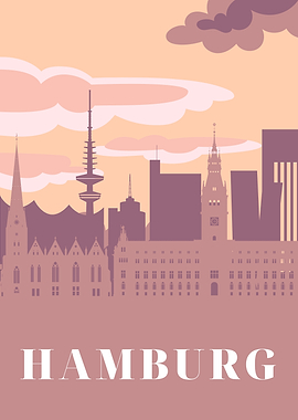 Hamburg Skyline with Text