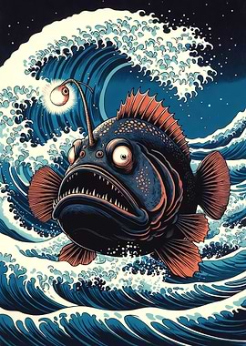 Anglerfish in a Japanese Wave