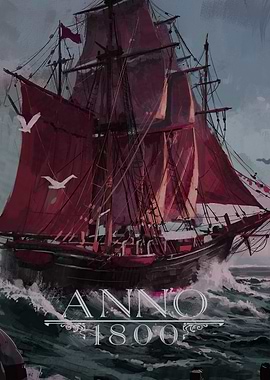 Anno 1800 Ship in Stormy Seas