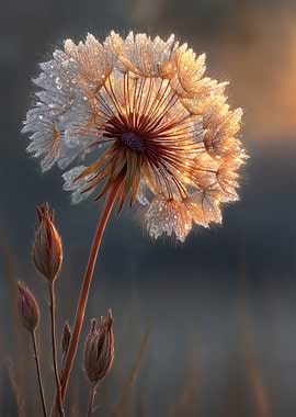 Dew-Kissed Dandelion Seed Head