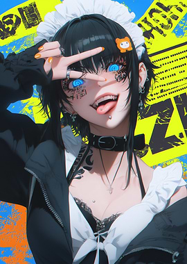 Anime Maid with Piercings and Tattoos