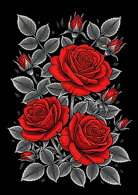 Red Roses with Black Background