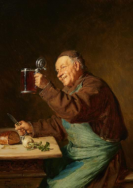 Monk with Beer and Food