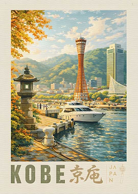 Kobe Cityscape with Port and Tower