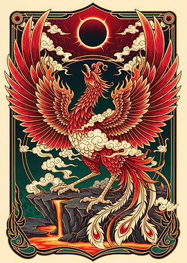 Phoenix Rising from Lava