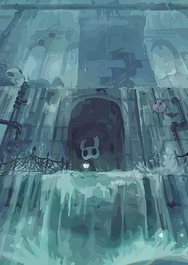 Hollow Knight Waterfall Scene