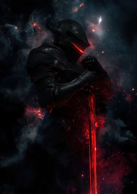 Dark Knight with Fiery Sword