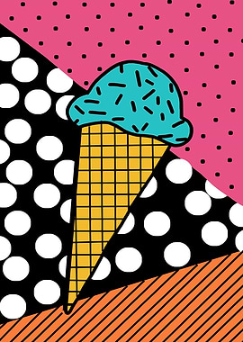 Retro Ice Cream Cone Pop Art