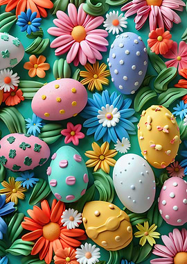 Easter Eggs and Flowers