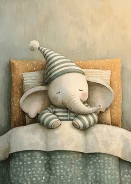 Sleeping Elephant in Pajamas