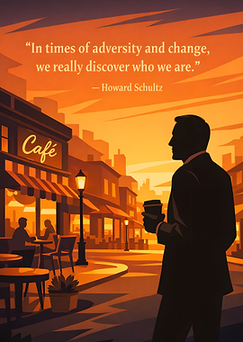 Man with coffee in a city cafe