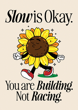 Sunflower walking with inspirational text