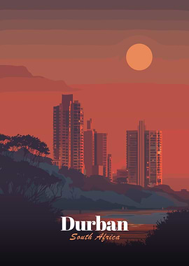 Durban South Africa Sunset Cityscape