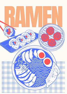 Ramen and Sushi Illustration