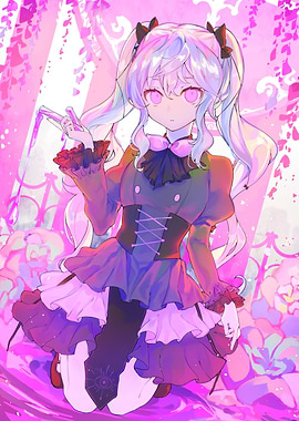 Girl with Pink and Purple Hues