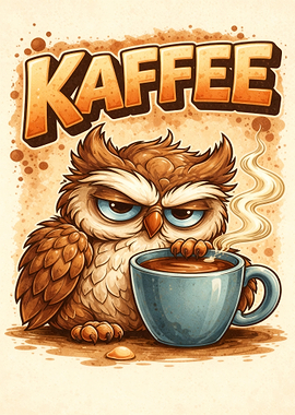 Grumpy Owl with Coffee