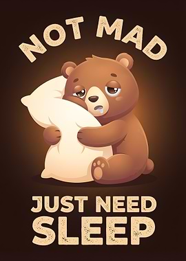 Tired Bear Hugging Pillow