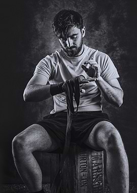 Boxer wrapping hands