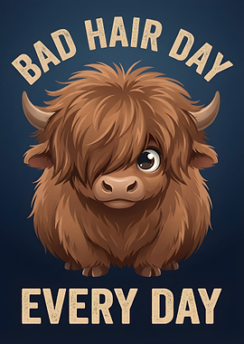 Highland Cow Bad Hair Day