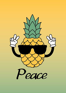 Cool Pineapple with Peace Signs