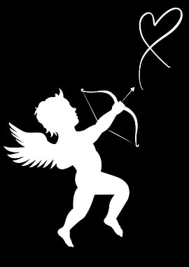 Cupid shooting a heart arrow