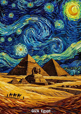 Starry Night Pyramids of Giza