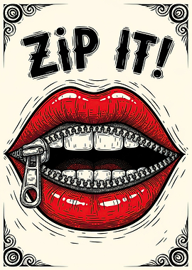 Zip It Lips Zipper Art