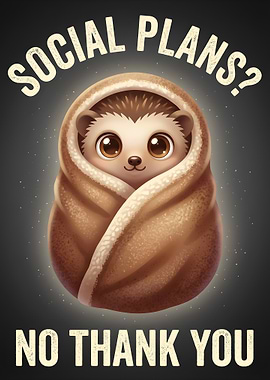 Cute Hedgehog Wrapped in Blanket