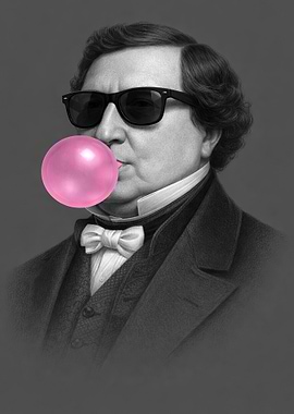 Man in Sunglasses Chewing Bubble Gum