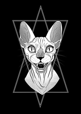 Sphynx Cat with Geometric Overlay