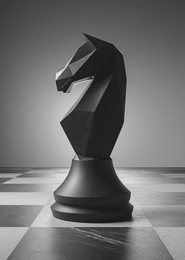 Geometric Black Chess Knight