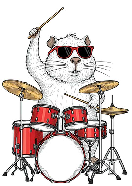 Drumming Hamster with Sunglasses