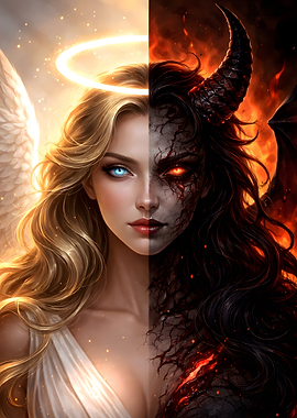 Angel and Demon Duality Portrait