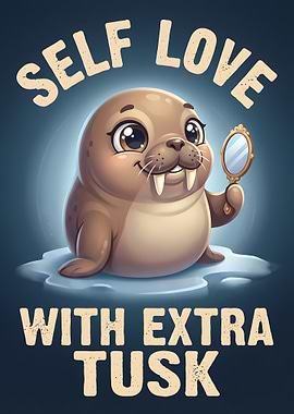 Cute Walrus with Mirror