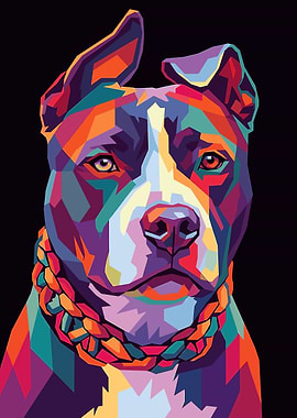 Colorful Pitbull Dog Portrait