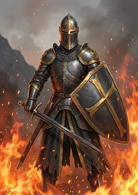 Knight in Armor with Sword and Shield